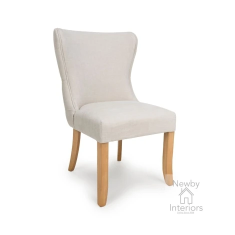 COL-111-LN - Cole Natural Linen Fabric Dining Chair with Stained Oak Legs (Pair)