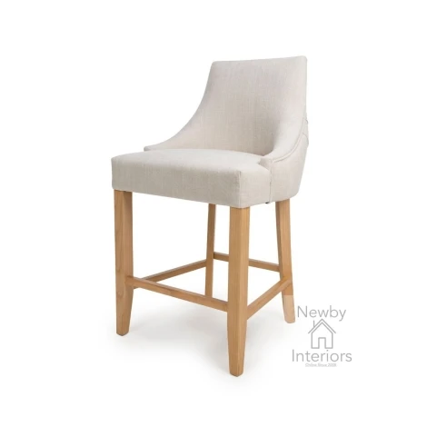 COL-240-LN - Cole Linen Fabric Counter Chair with Oak Finish Legs