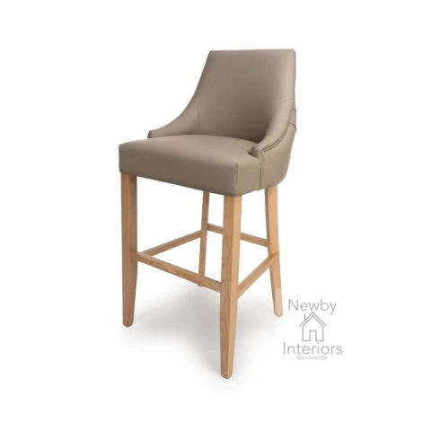 COL-250-TA - Cole Taupe Fabric Bar Chair with Oak finish Legs