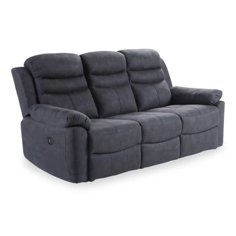 CONWAY-3R-CHAR-GLOU-ELEC - Conway Charcoal Fabric Electric Power Reclining 3 Seater Sofa