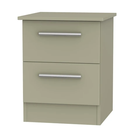 Contrast Mushroom Finish 2 Drawer Bedside Cabinet