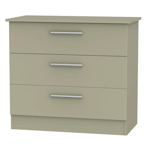 Contrast Mushroom Finish 3 Drawer Wide Chest
