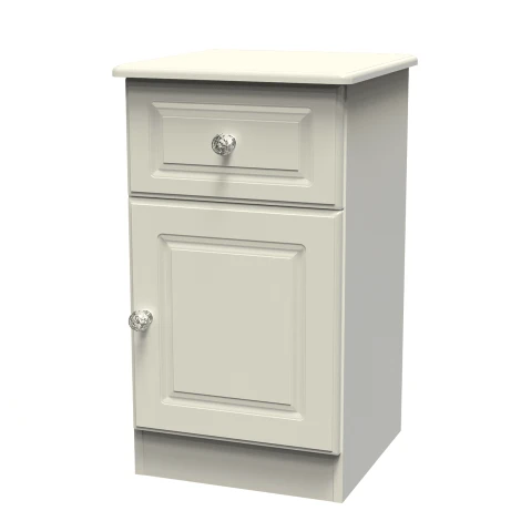 CRY004-C - Crystal Cream Ash 1 Door 1 Drawer Bedside Cabinet
