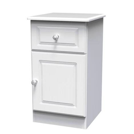 Crystal White Ash 1 Door 1 Drawer Bedside Cabinet