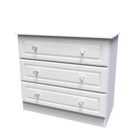 Crystal White Ash 3 Drawer Wide Chest