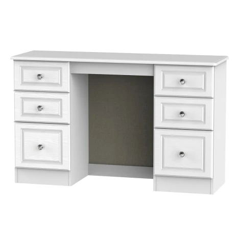 Crystal White Ash Double Pedestal Vanity Table