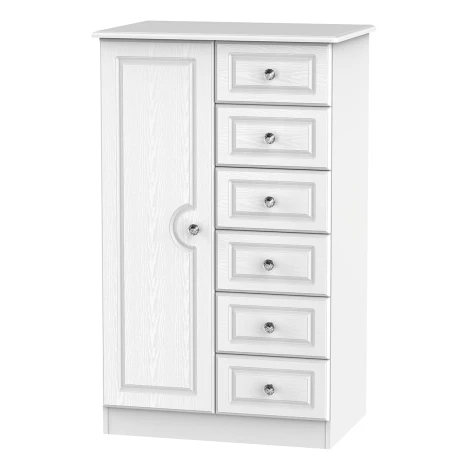 Crystal White Ash 1 Door 6 Drawer Childs Wardrobe