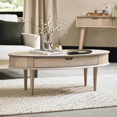 9129-05 - Dansk Scandi Oak Coffee Table With Drawer