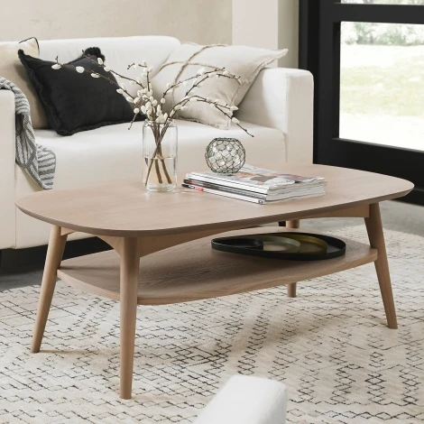 9129-06 - Dansk Scandi Oak Coffee Table With Shelf