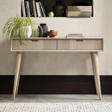 9129-19 - Dansk Scandi Oak Console Table With Drawers