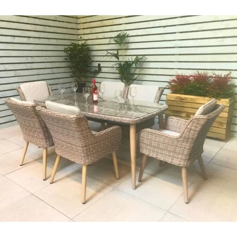 Danielle Outdoor Rattan 6 Seater Dining Set