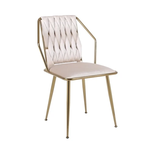 DC1631 - Daisy Cream Velvet & Gold Chair (Pair)