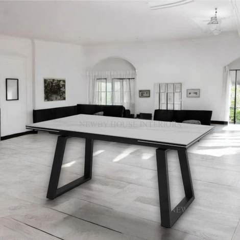 Dante Gloss White Ceramic Side Extending Dining Table (160-240cm)