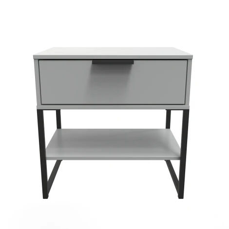 Diego Dusk Grey Single 1 Drawer Midi Black Sleigh Leg