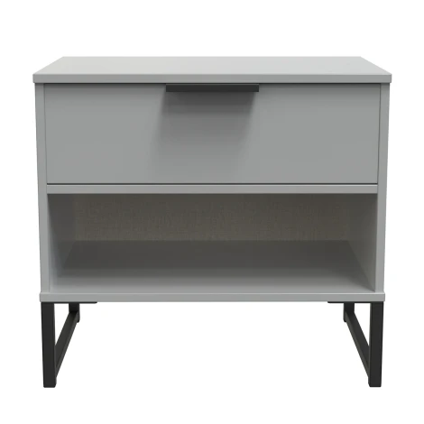 Diego Dusk Grey Double 1 Drawer Midi Black Sleigh Leg