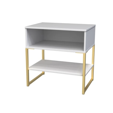 Diego White Matt Single Open Midi Gold Sleigh Leg