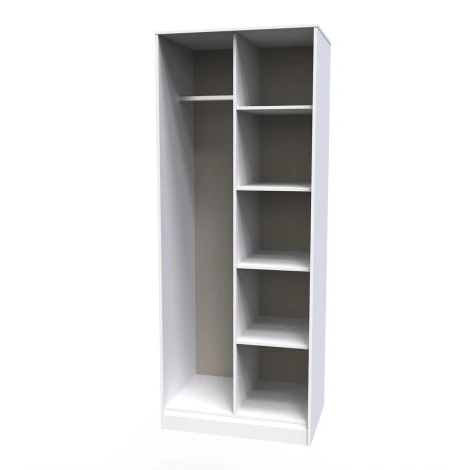 Diego White Matt Open Shelves Wardrobe Black Tapered Leg