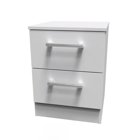 DEV005-GM - Devon Grey Matt 2 Drawer Bedside Cabinet