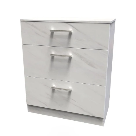 DEV049-MB - Devon White Marble Effect 3 Drawer Deep Chest