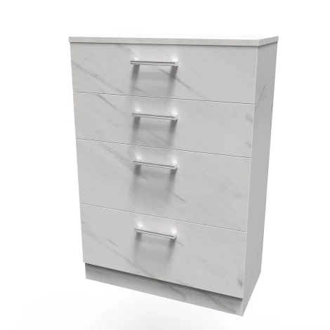 DEV050-MB - Devon White Marble Effect 4 Drawer Deep Chest