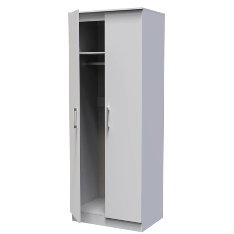 DEV060-GM - Devon Grey Matt 2 Door Double Plain Wardrobe