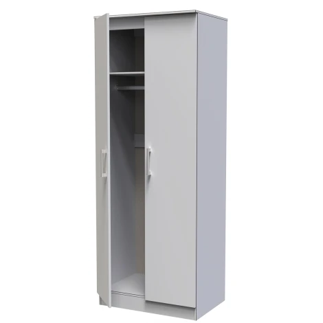 DEV080-GM - Devon Grey Matt 2 Door Tall Plain Wardrobe