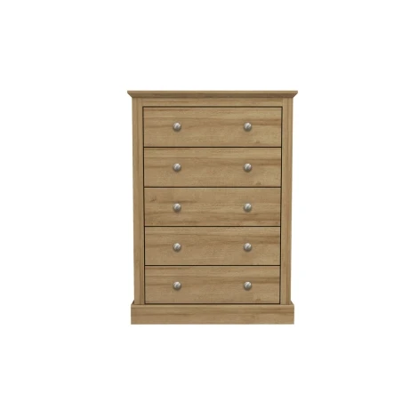 Devon Oak 5 Drawer Chest