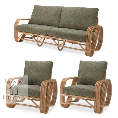 Desser - Pretzel - Natural - Cane 3 Seater Sofa & 2 Chairs