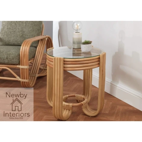 Desser - Pretzel - Natural - Cane Lamp Table
