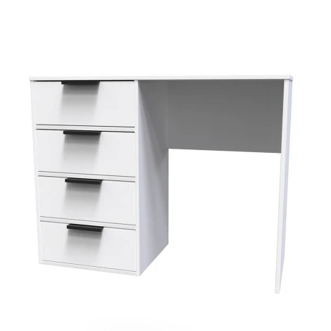Diego White Matt Single Pedestal Desk Black Handles