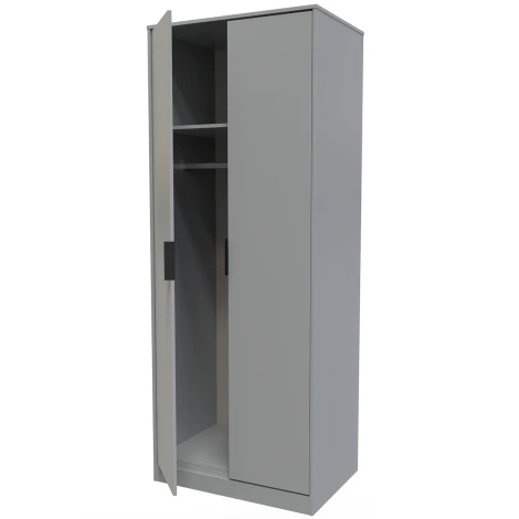 Diego Dusk Grey Double 2 Door Tall Plain Wardrobe Gold Sleigh Leg