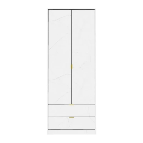 Diego Marble Double 2 Door 2 Drawer Tall Plain Wardrobe