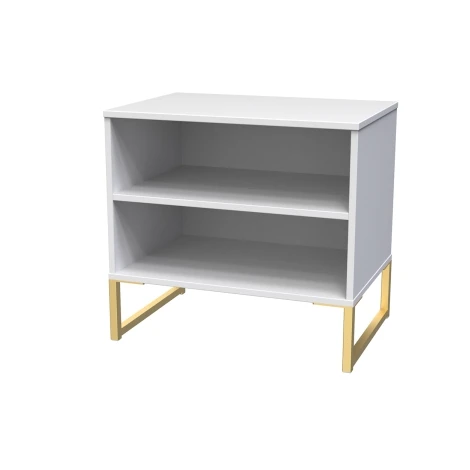 Diego White Matt Double Open Midi Gold Sleigh Leg