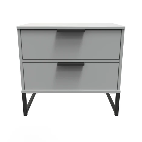 Diego Dusk Grey Double 2 Drawer Midi Black Sleigh Leg
