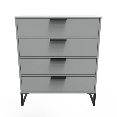 Diego Dusk Grey Chest of 4 Drawer Black Sleigh Leg