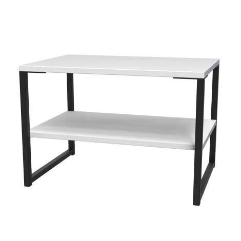 DEG440-WH-G - Diego White Matt Lamp Table Black Sleigh Leg