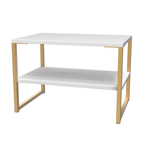 DEG440-WH-J - Diego White Matt Lamp Table Gold Sleigh Leg