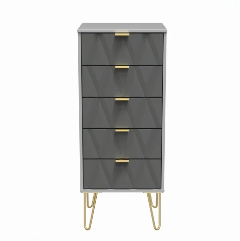 Diamond Shadow & Grey Matt 5 Drawer Chest