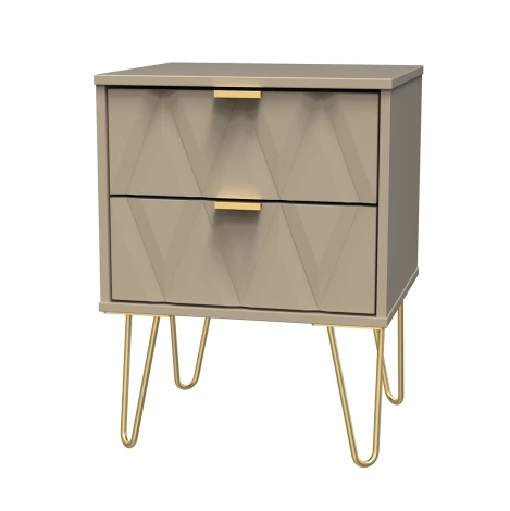 Diamond Mushroom Finish 2 Drawer Bedside Cabinet