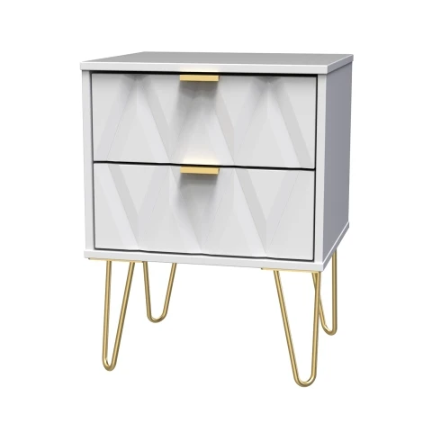 Diamond White Matt 2 Drawer Bedside Cabinet