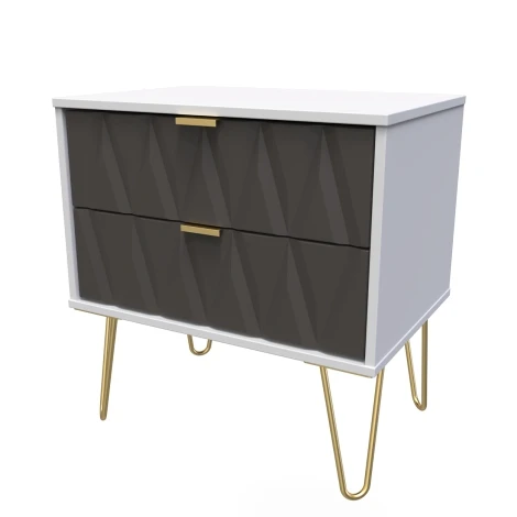 Diamond Graphite & Grey Matt 2 Drawer Medium Chest