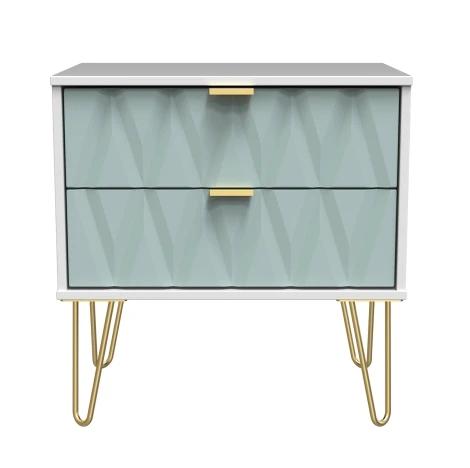 DIF009-WM-DK - Diamond Duck & White Matt 2 Drawer Medium Chest