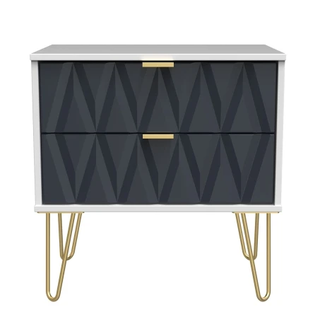 Diamond Indigo & White Matt 2 Drawer Medium Chest