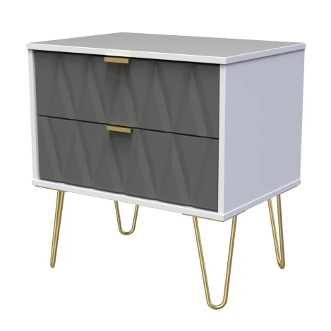 DIF009-WM-SM - Diamond Shadow Matt & White Matt 2 Drawer Medium Chest