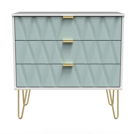 DIF010-WM-DK - Diamond Duck & White Matt 3 Drawer Wide Chest