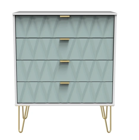 DIF011-WM-DK - Diamond Duck & White Matt 4 Drawer Wide Chest