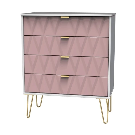 Diamond Kobe Pink & White Matt 4 Drawer Wide Chest