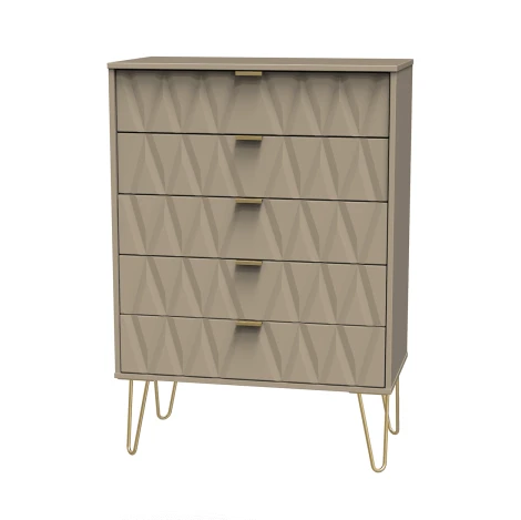Diamond Mushroom Finish 5 Drawer Wide Chest