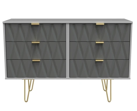 Diamond Shadow & Grey Matt 6 Drawer Wide Chest
