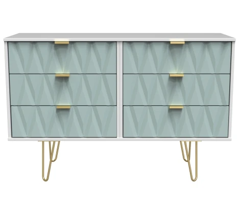 DIF015-WM-DK - Diamond Duck & White Matt 6 Drawer Wide Chest